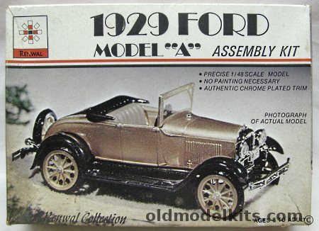 Renwal 1/48 1929 Ford Model A - Rumble Seat Roadster - O Scale, 145 plastic model kit